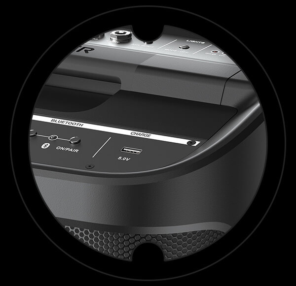 Harbinger Battery Powered Speaker RT100 Charges Your Mobile Devices Card