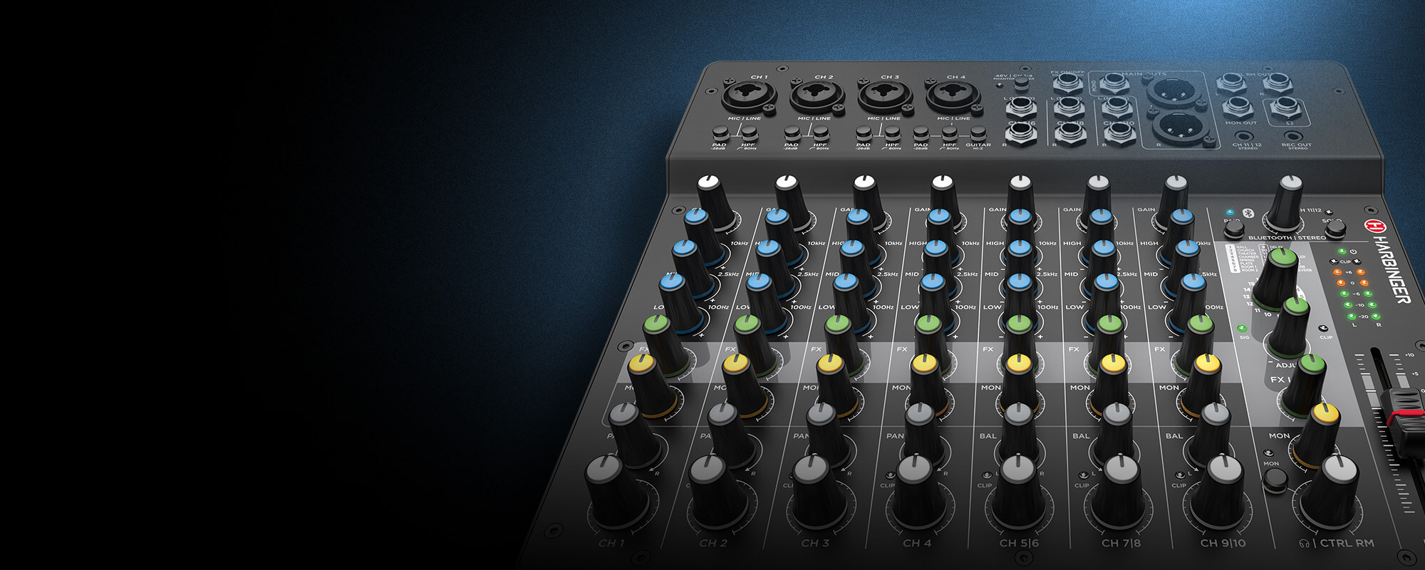 Harbinger Pro Audio LV7 Mixer Close Up front
