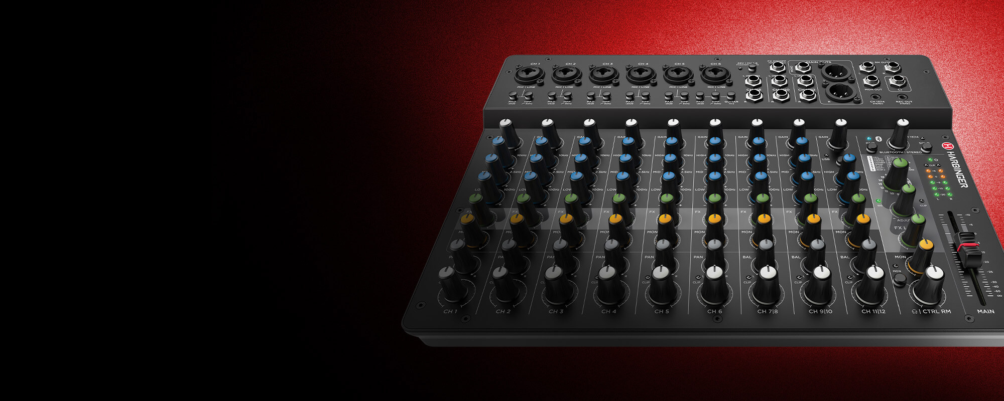 Harbinger Pro Audio LV14 Mixer Top View