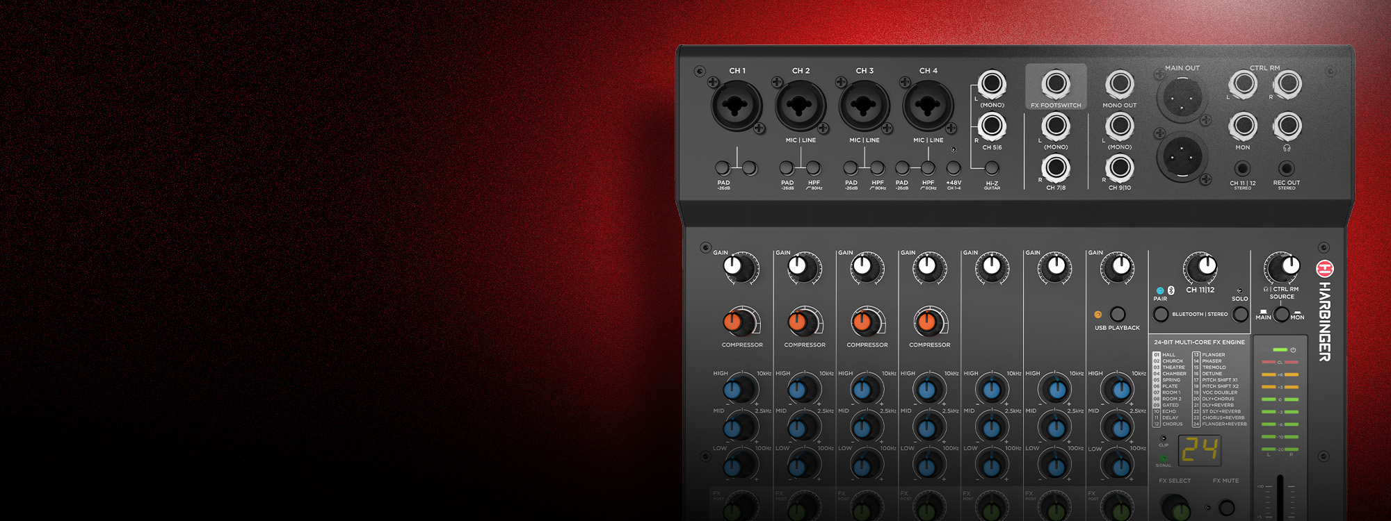 Harbinger Pro Audio LX12 Mixer From Above