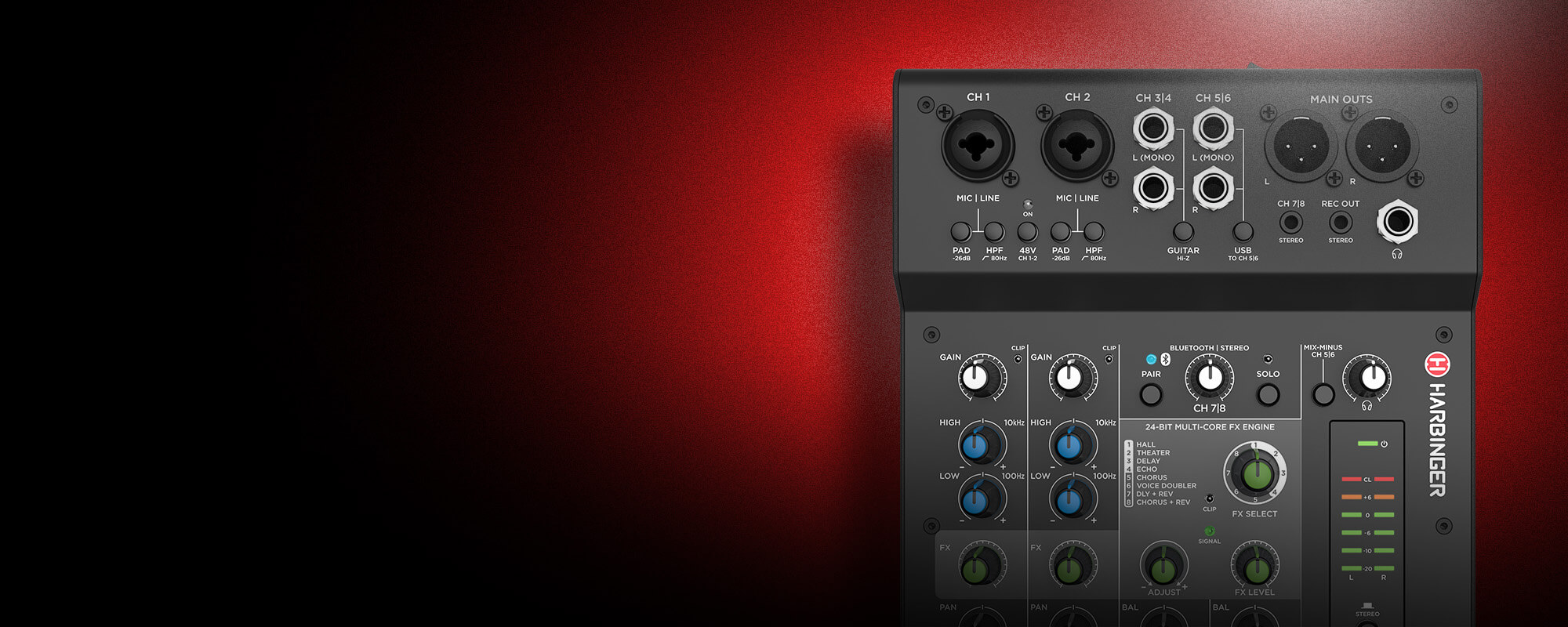 Harbinger Pro Audio LX8 Mixer From Above