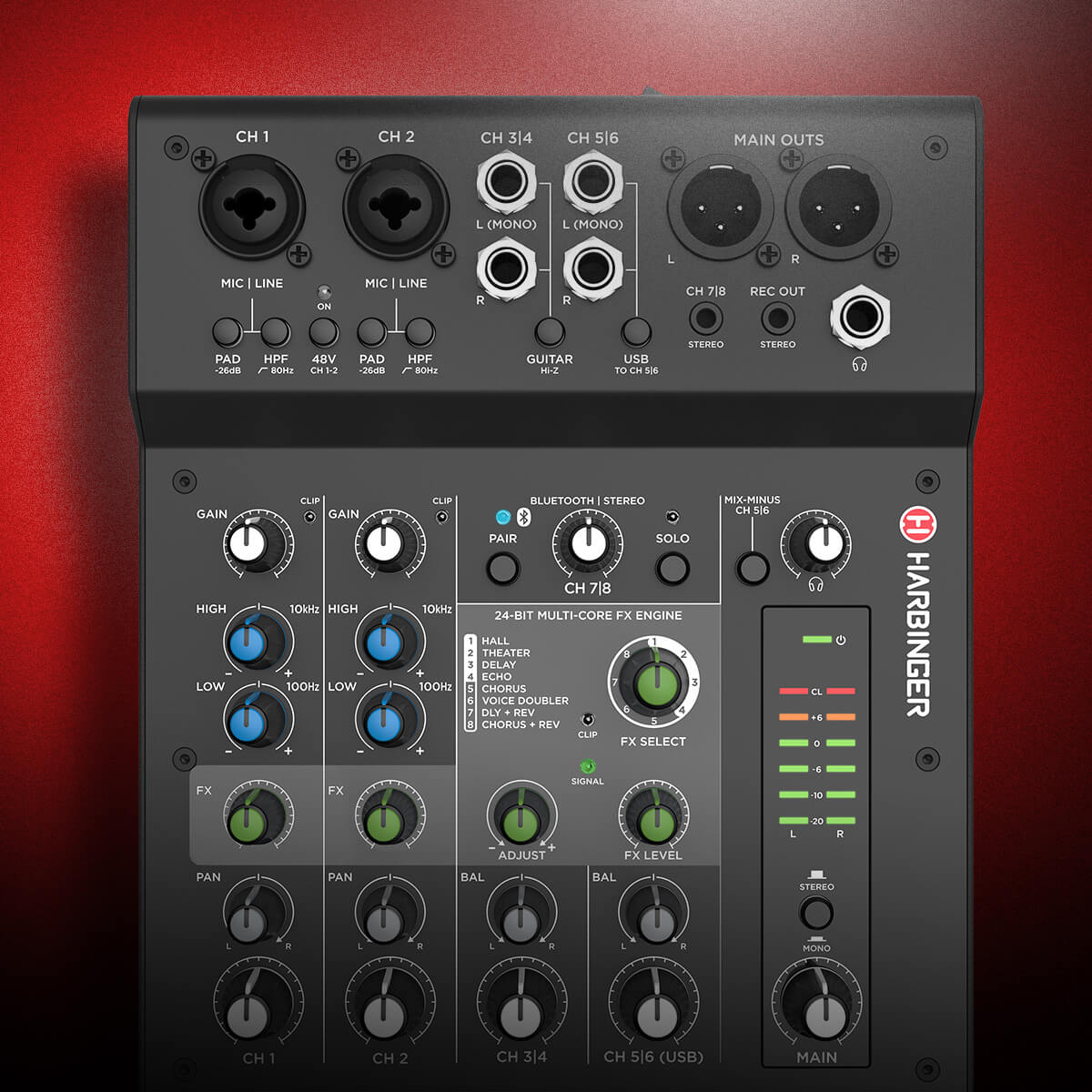 Harbinger-Pro-Audio-LX8-Mixer-From-Above