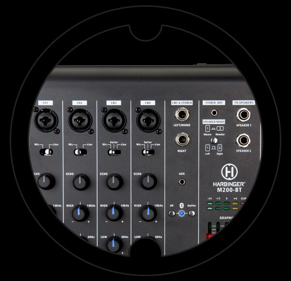 Harbinger Pro Audio MT200 BT 7 Inputs at Once