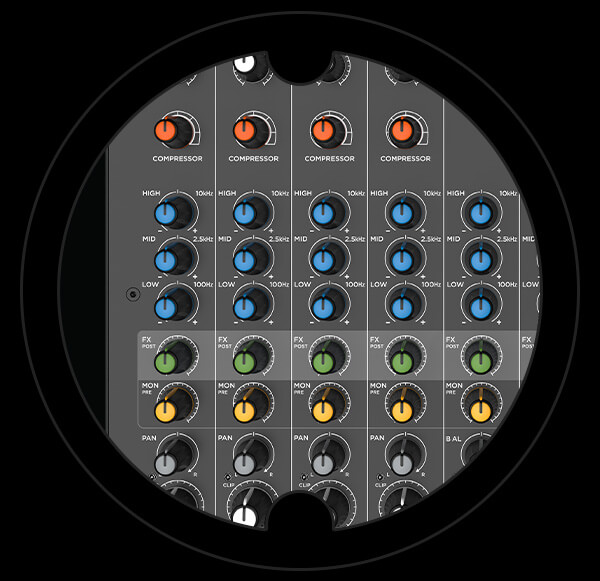 Harbinger Pro Audio Mixer LX12 EQ Controls