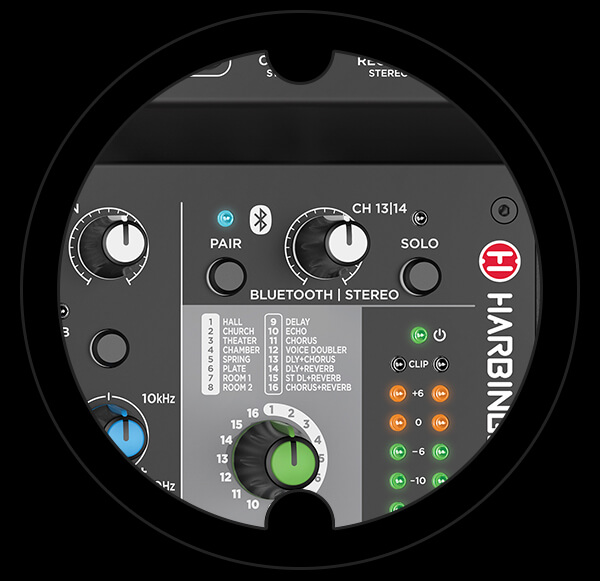 Harbinger Pro Audio Mixer Solo Feature LV14