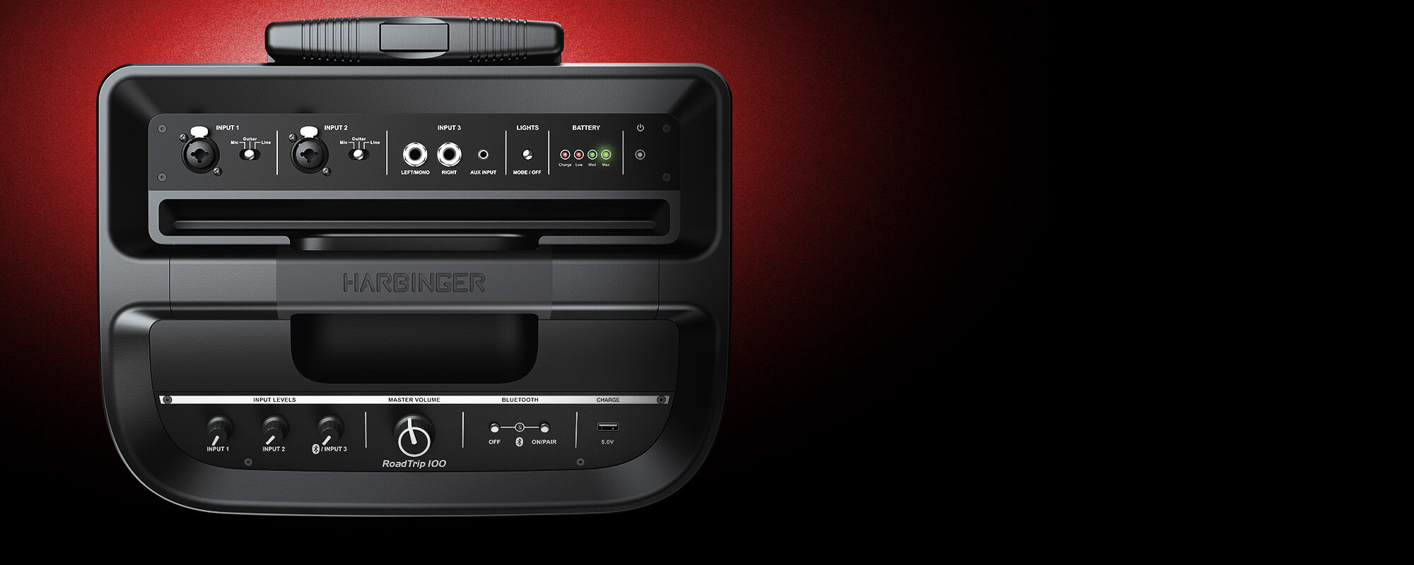 Harbinger Pro Audio RT100 Battery Powered Speaker Top