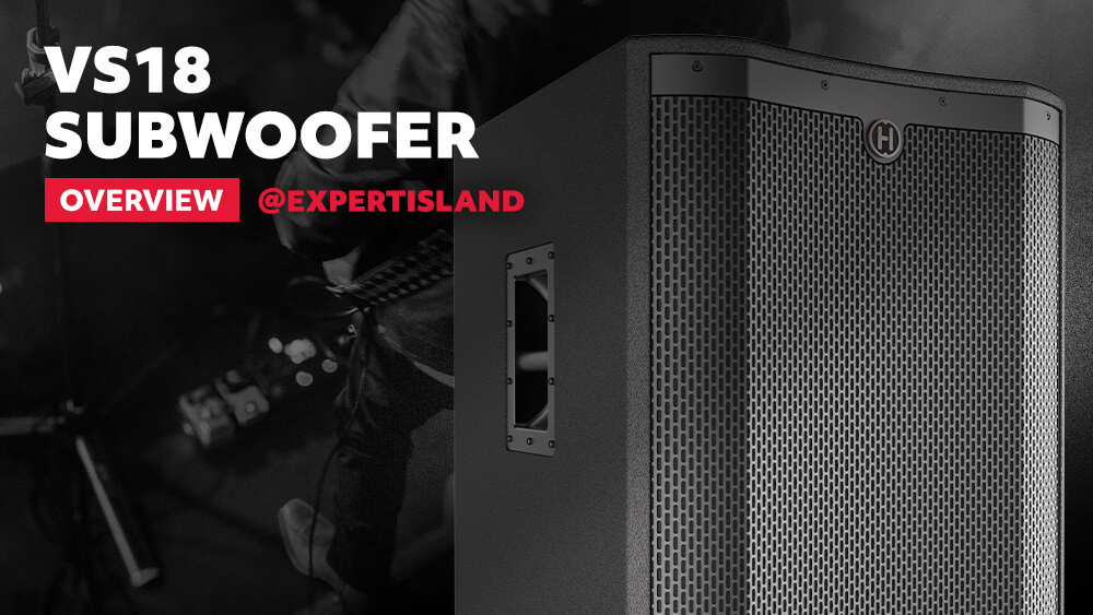 VARI VS18 Powered Subwoofer angled player on background