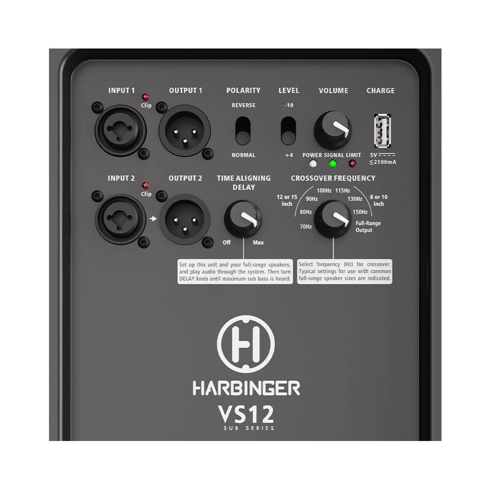 Harbinger Pro Audio Vari Subwoofer VS12 Controls Back system Panel
