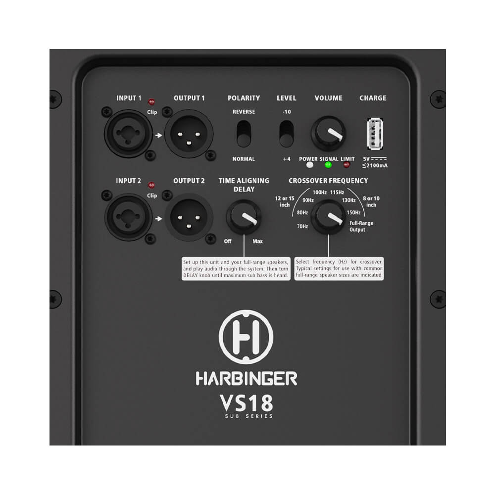 Harbinger Pro Audio Vari Subwoofer VS18 Back Controls
