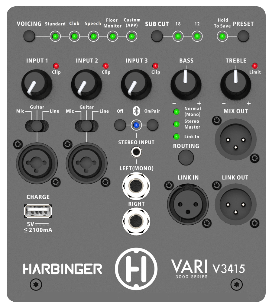 Harbinger Pro Audio Powered Speakers Vari Series V3415