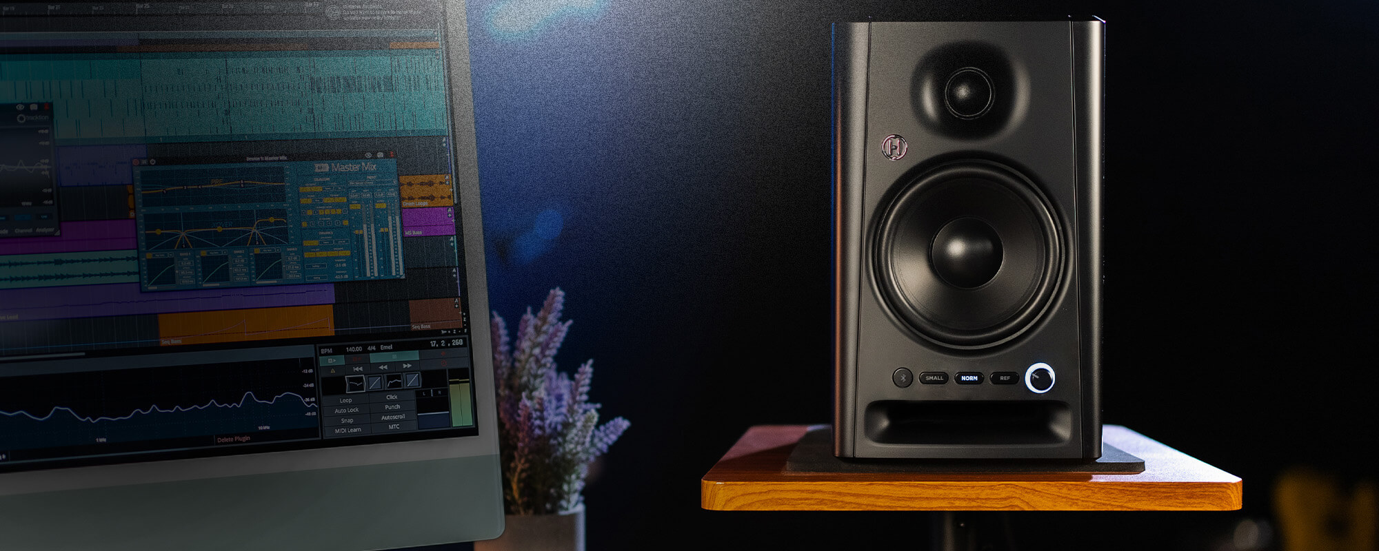 Harbinger Pro Audio SM505 On Stand Near Monitor