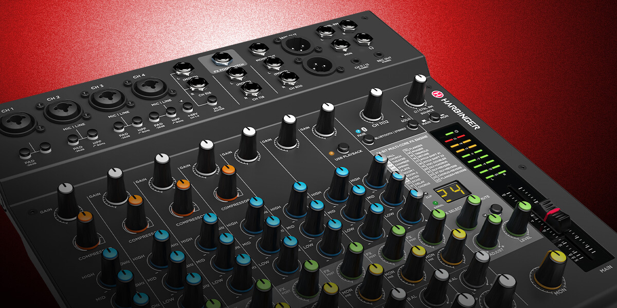Harbinger Pro Audio Mixer LX12 Angled Mobile