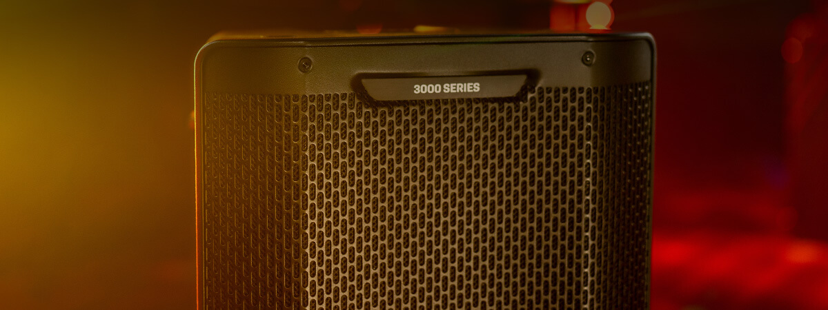 Harbinger Vari Live 3400 Series Close up of grill with stage lights