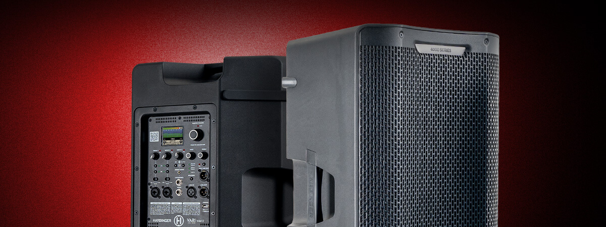 Harbinger Vari Live 4400 Series front and back of the speakers