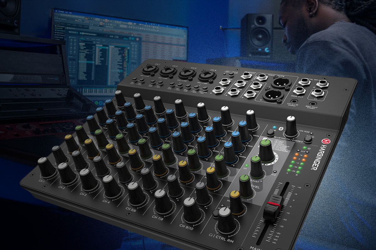 Harbinger Pro Audio Lv12 Mixer In Home Music Studio